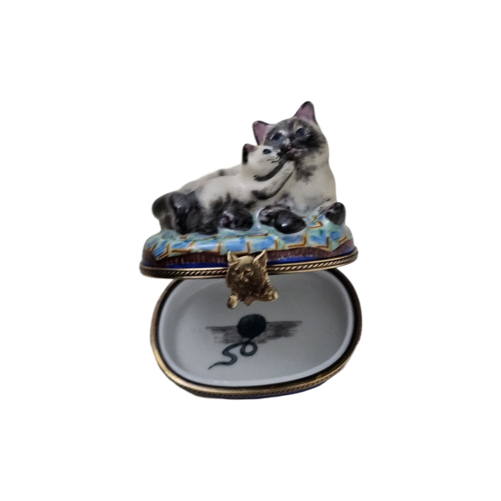Siamese Cat and Kitten Delight Porcelain Limoges Cat French Trinket Box