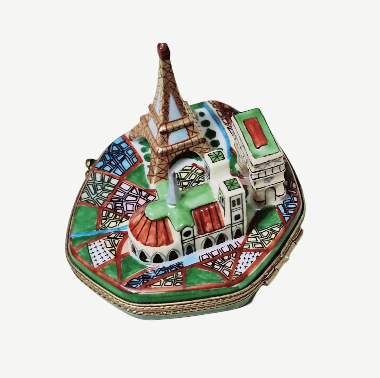 Map of Paris Limoges Box Porcelain Limoges France monument paris French Trinket Box