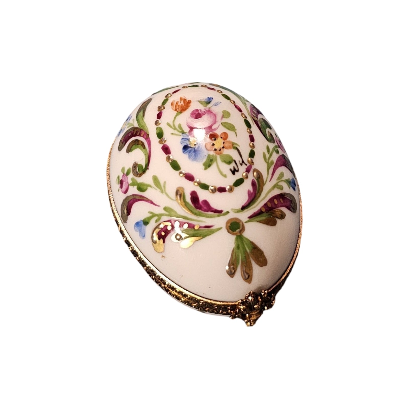 Floral Elegance Limoges Box Porcelain Limoges Egg French Trinket Box