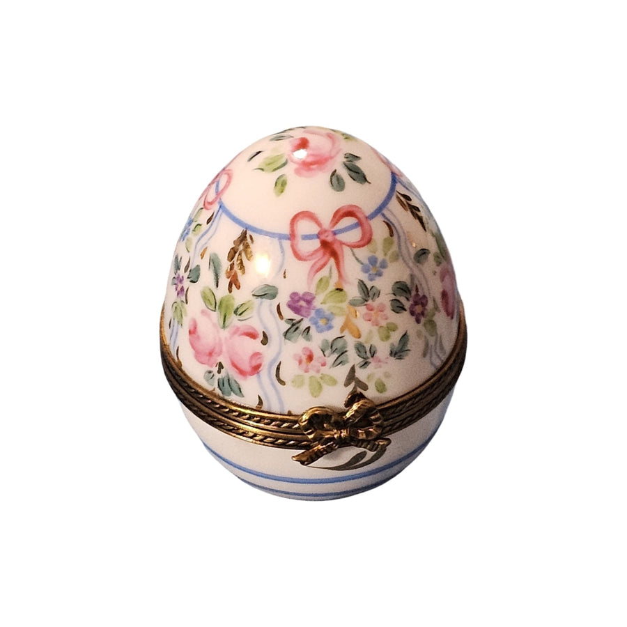 Floral Elegance Limoges Egg Porcelain Limoges egg French Trinket Box