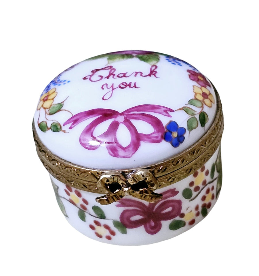 Thank You Floral Keepsake Box Porcelain Limoges Special traditional French Trinket Box