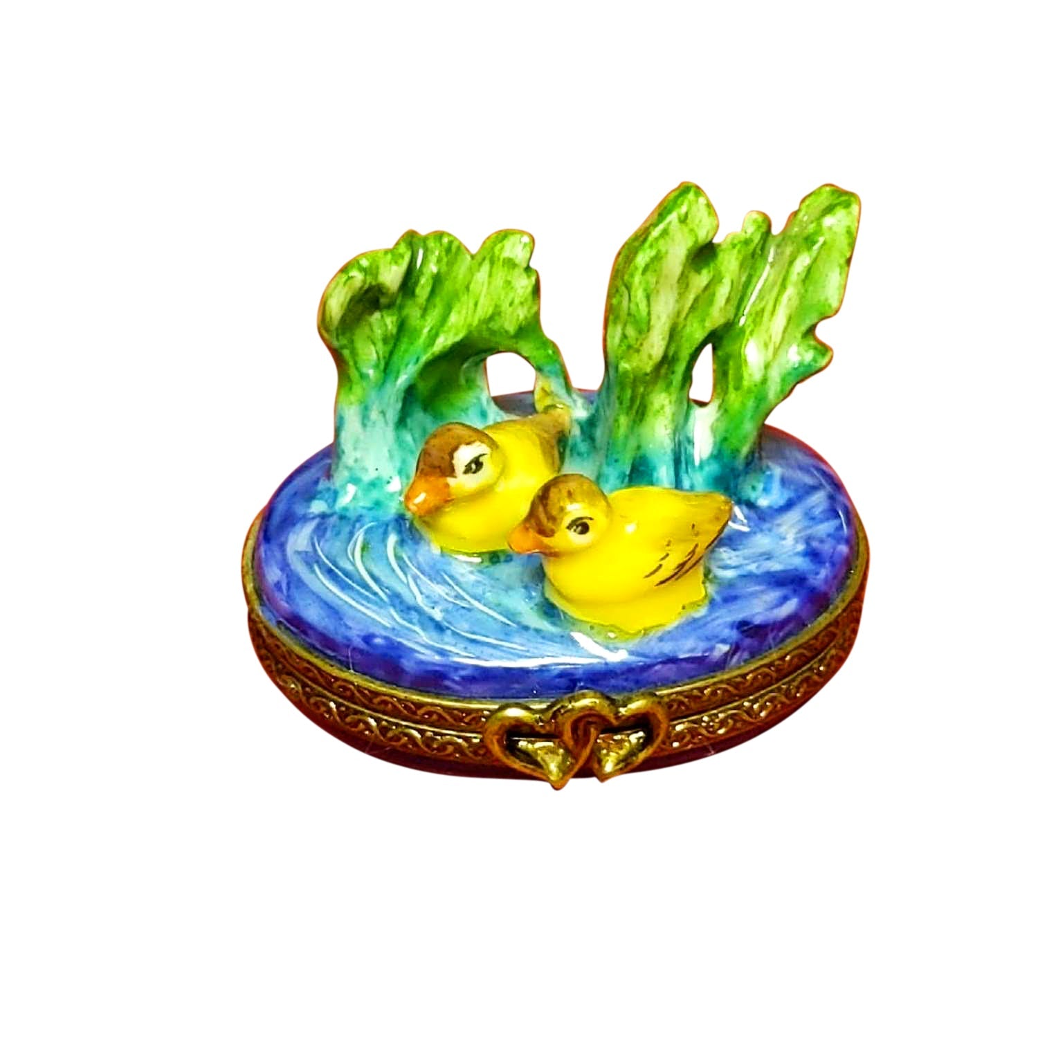 Yellow Ducks on the Pond Limoges Box