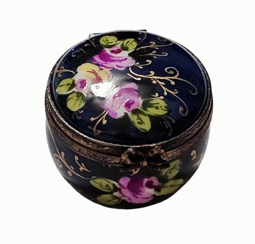 Cobalt Blue Rose Adorned Box Porcelain Limoges traditional French Trinket Box