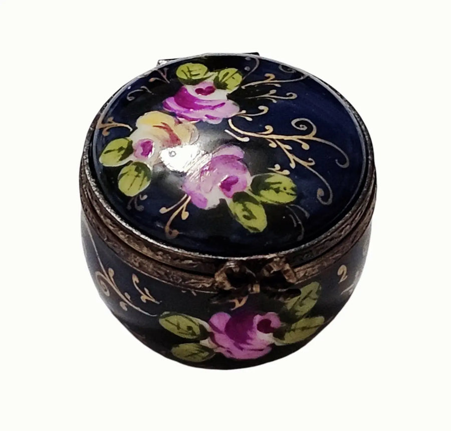 Cobalt Blue Rose Adorned Box Porcelain Limoges traditional French Trinket Box
