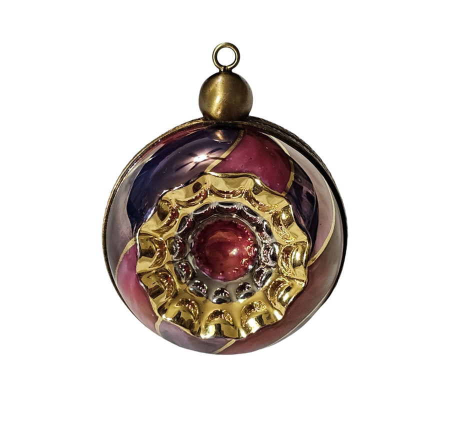 Elegant Red Pink Limoges Ornament Porcelain Limoges xmas French Trinket Box