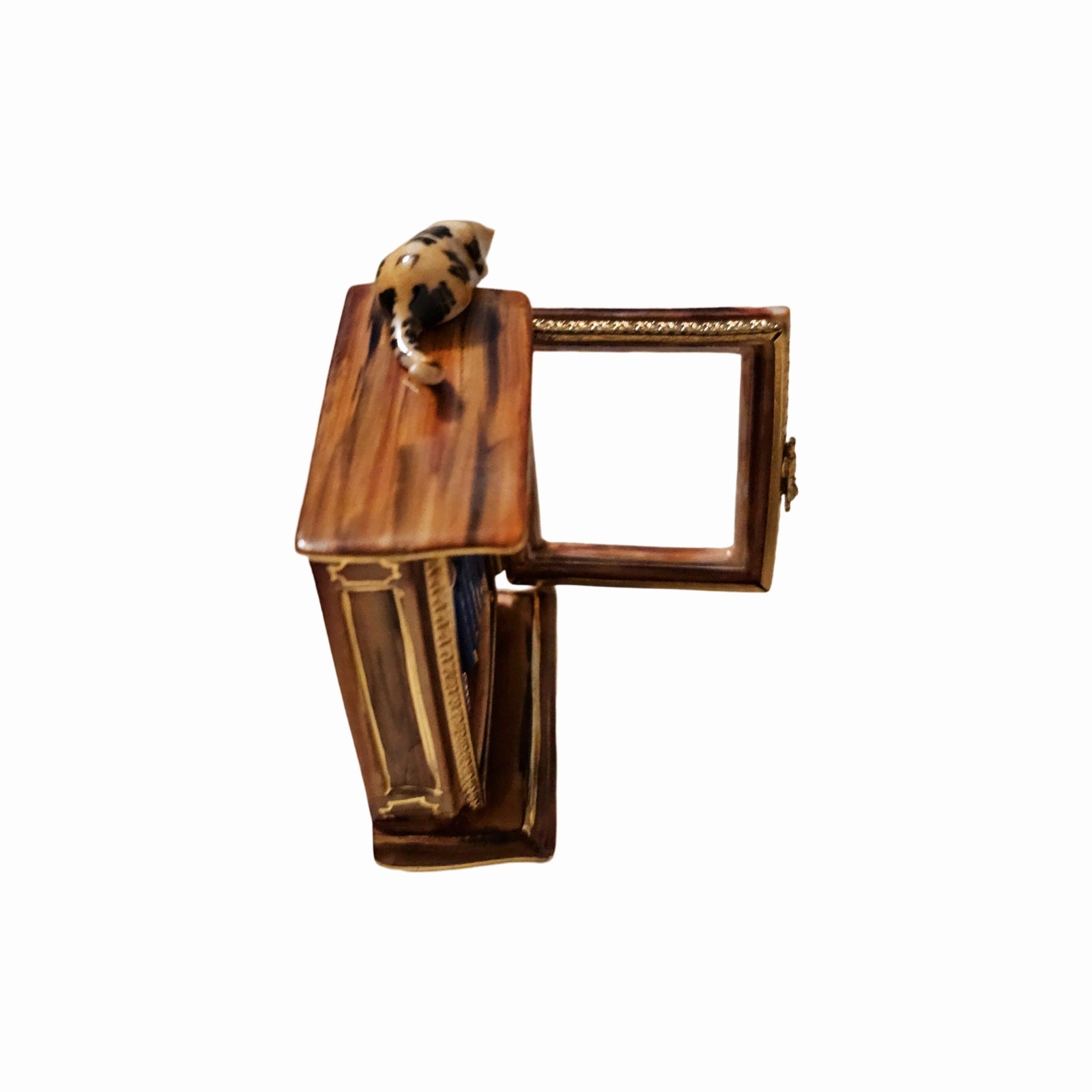 Cat-Topped Armoire Cabinet Delight Porcelain Limoges Cat furniture French Trinket Box