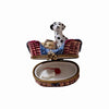Dalmatian Puppy and Cat Treasure Porcelain Limoges Dog cat French Trinket Box