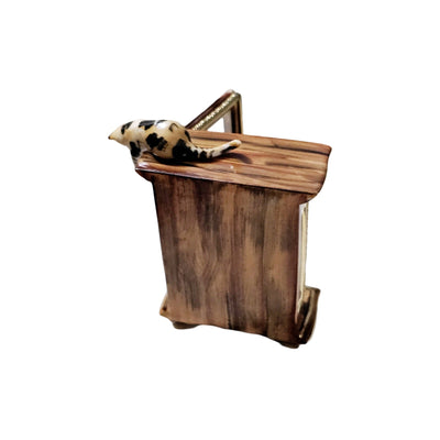 Cat-Topped Armoire Cabinet Delight Porcelain Limoges Cat furniture French Trinket Box