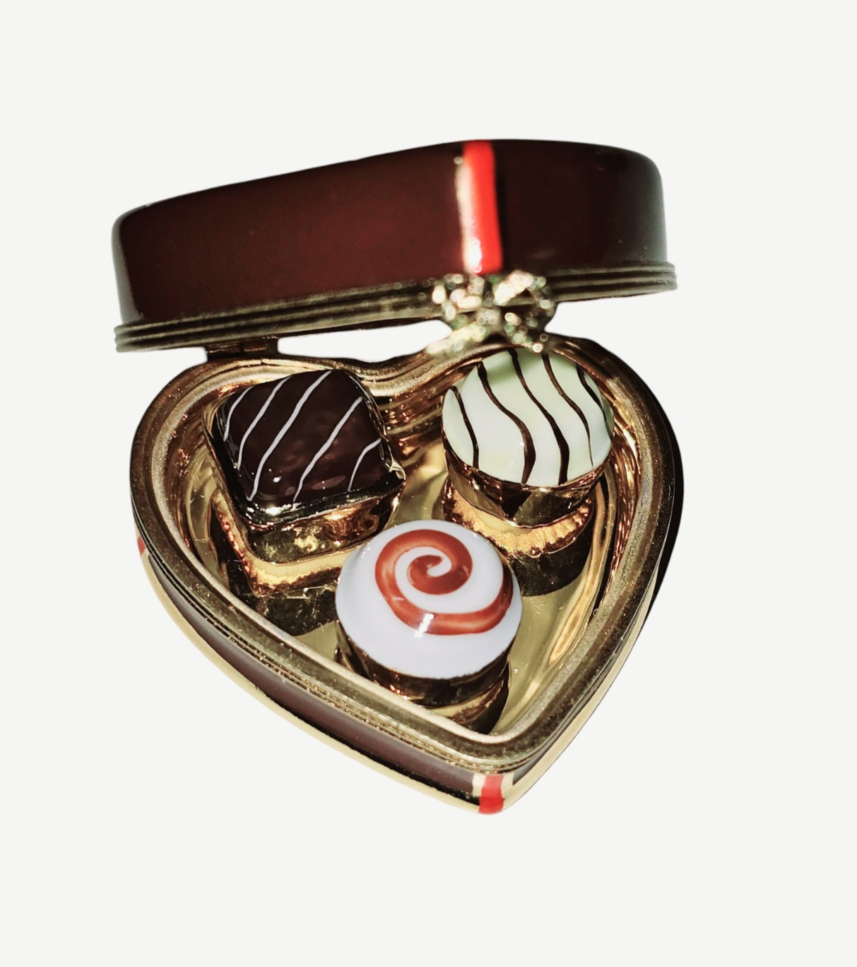 Chocolate Heart Keepsake Box Porcelain Limoges love valentine Heart Dessert French Trinket Box