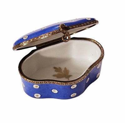 Blue Scalloped Floral Limoges Box Porcelain Limoges traditional French Trinket Box