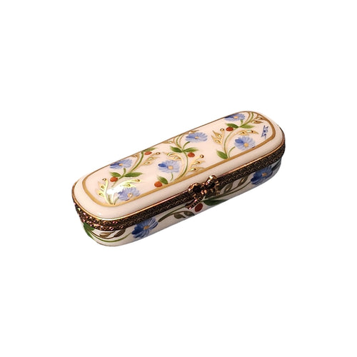 Blue Floral Elegance Box Porcelain Limoges traditional French Trinket Box