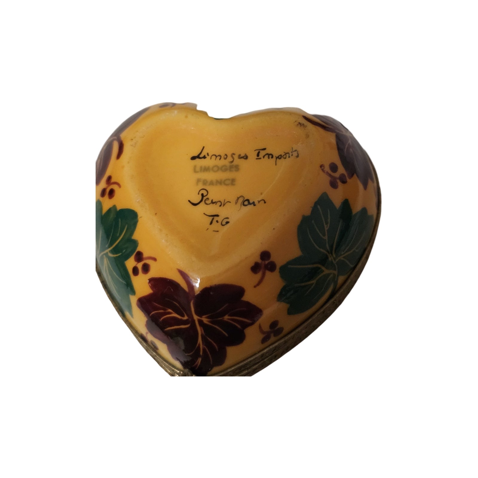 Autumn Leaves Heart Keepsake Box Porcelain Limoges Heart autumn French Trinket Box