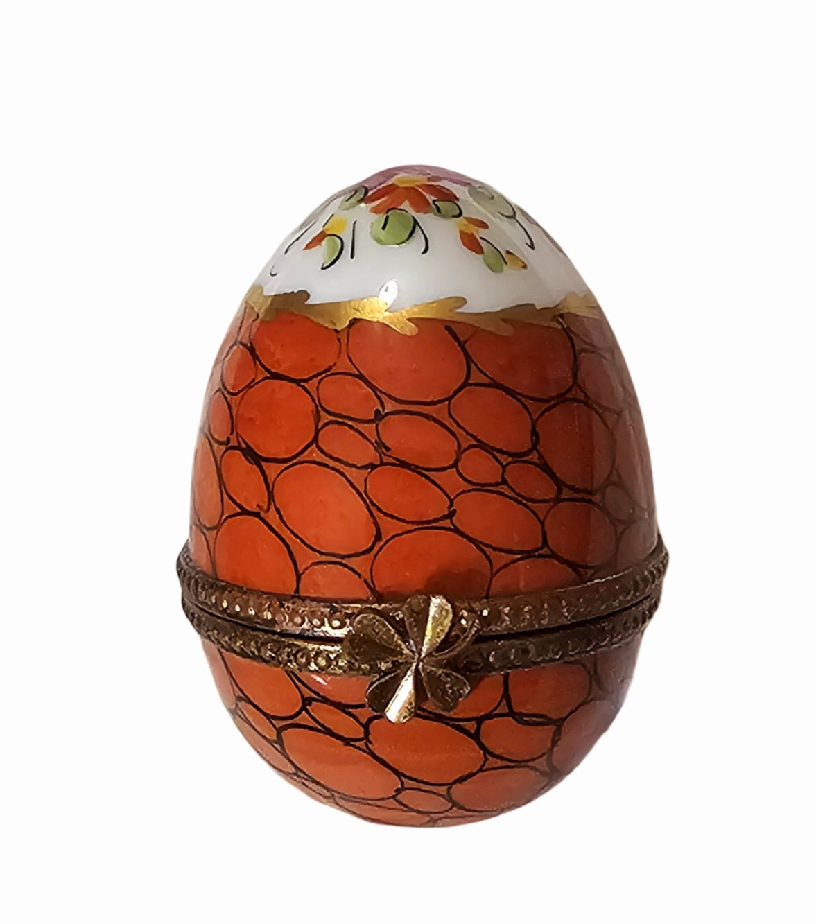 Vibrant Floral Limoges Egg Box Porcelain Limoges egg French Trinket Box