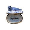 Charming Baby Seal Limoges Box Porcelain Limoges Fish ocean wild French Trinket Box