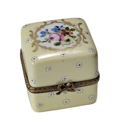Light Yellow Floral Limoges Box Porcelain Limoges traditional French Trinket Box