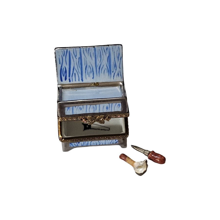 Blue Artisan Tool Box Porcelain Limoges professional French Trinket Box