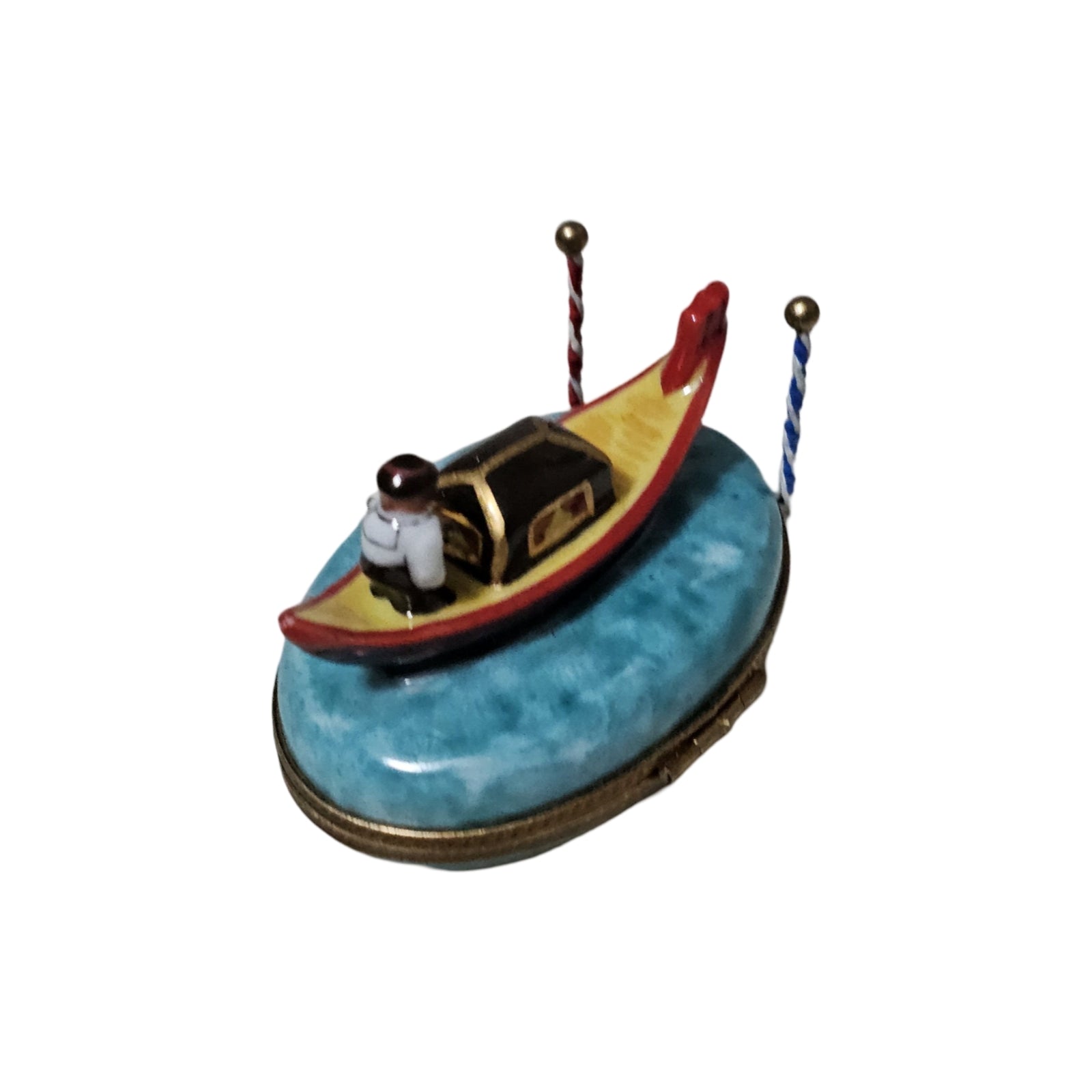 Venetian Gondola Treasure Box Porcelain Limoges Travel vehicle French Trinket Box