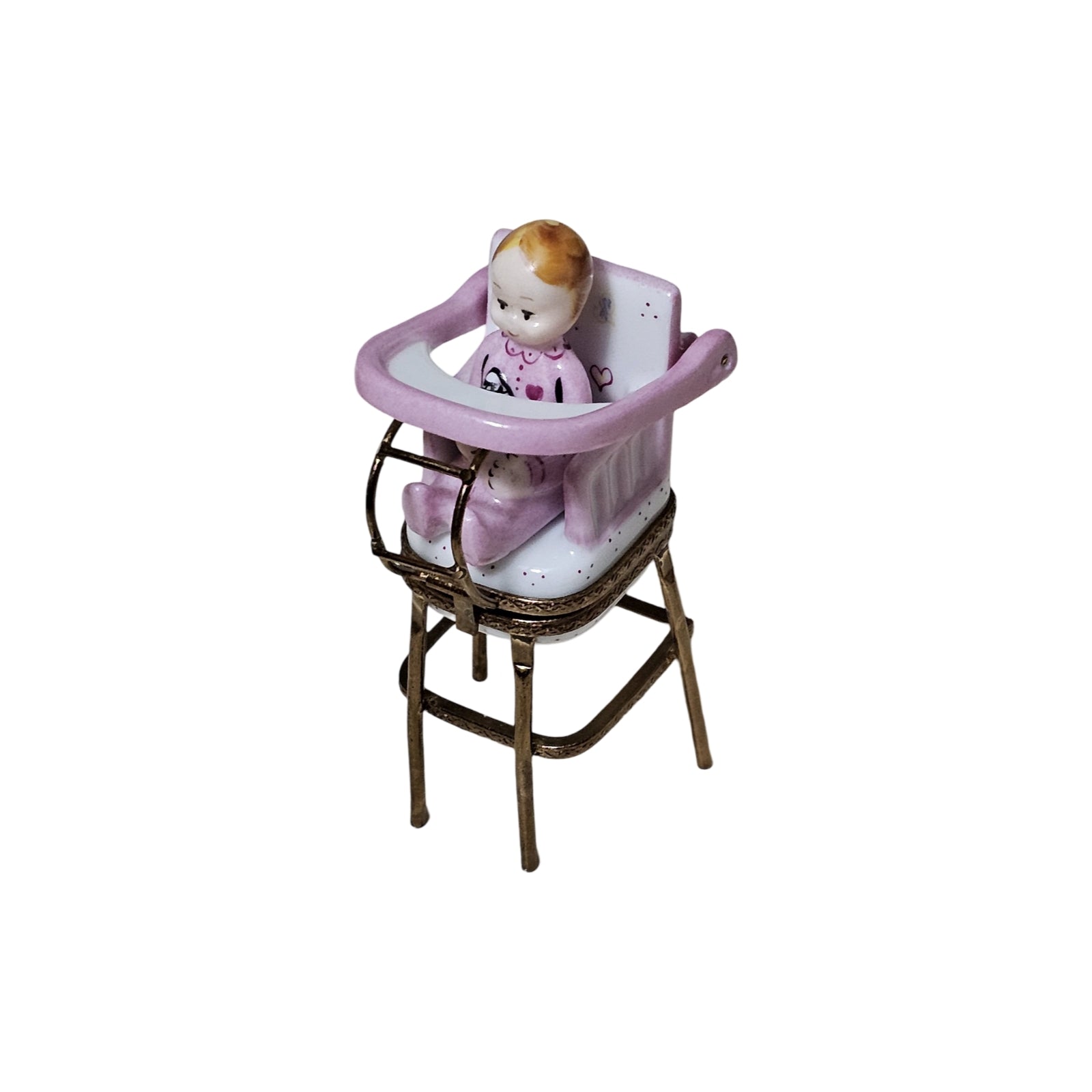 Charming Baby High Chair Keepsake Porcelain Limoges baby figurine French Trinket Box