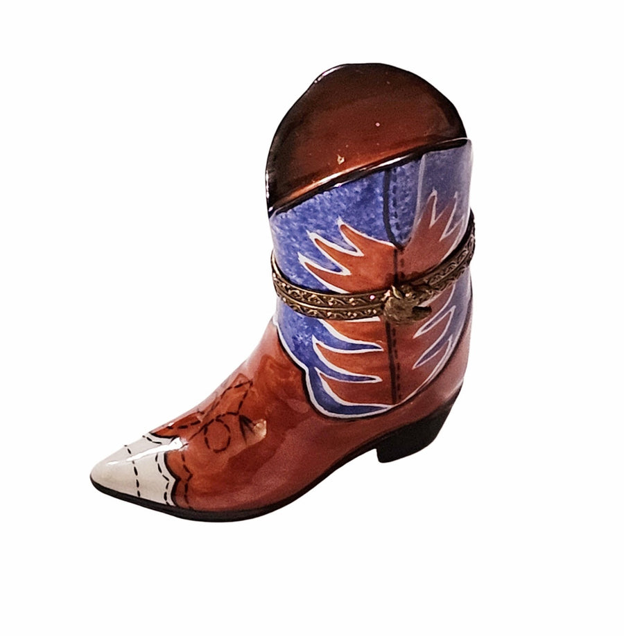 Vibrant Cowboy Boots Limoges Box Porcelain Limoges united states shoe French Trinket Box