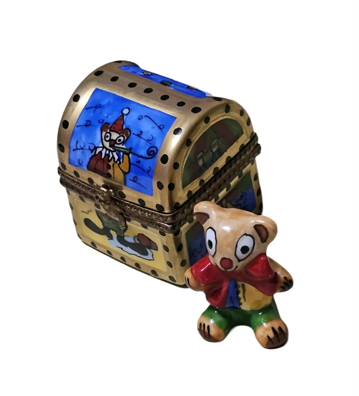 Teddy Clown Delight Box Porcelain Limoges Kids teddy baby French Trinket Box