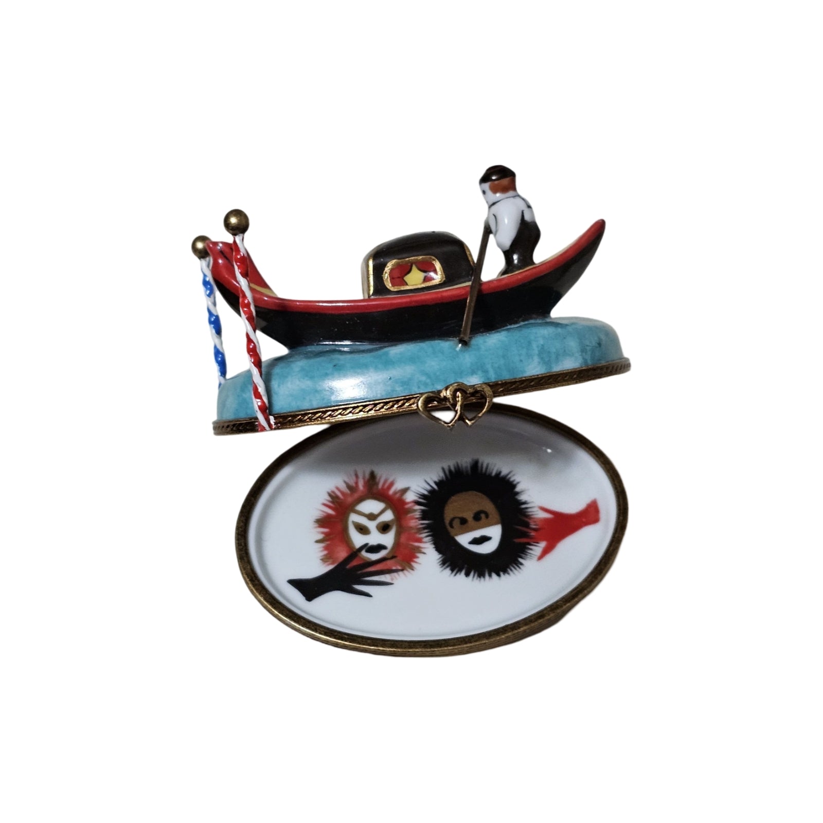 Venetian Gondola Treasure Box Porcelain Limoges Travel vehicle French Trinket Box