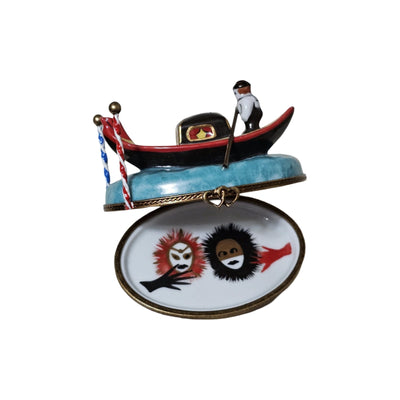 Venetian Gondola Treasure Box Porcelain Limoges Travel vehicle French Trinket Box