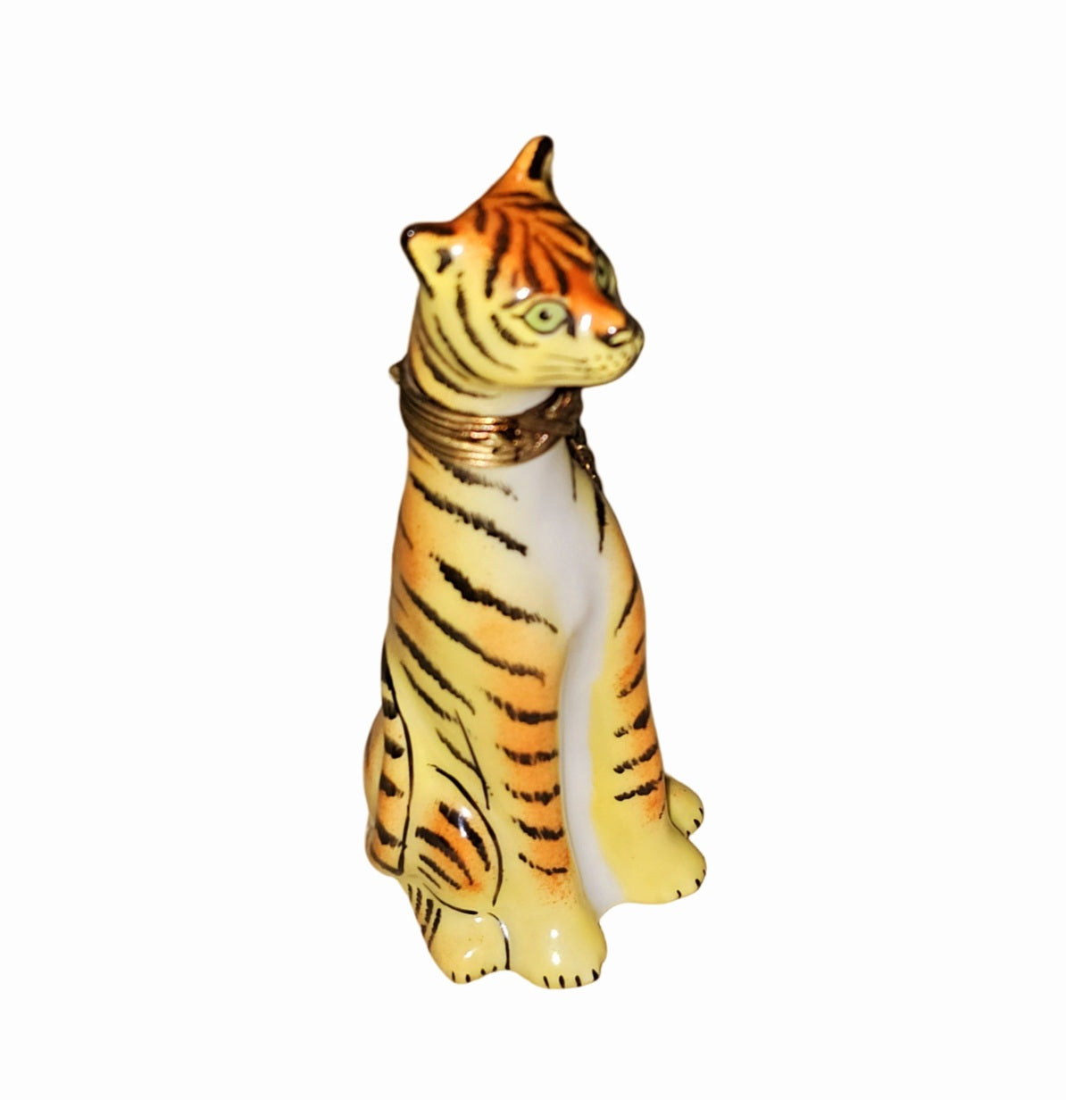 Majestic Tiger Figurine Box Porcelain Limoges cat wild animals French Trinket Box