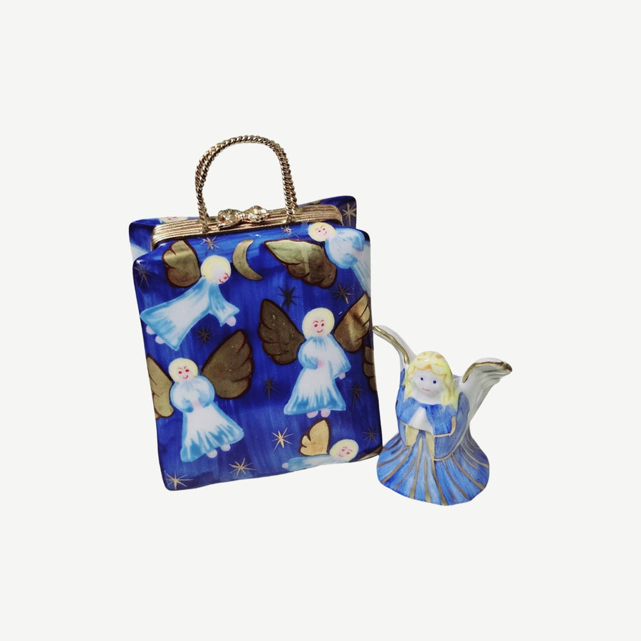 Angel Motif Luxury Box Porcelain Limoges Angel bags purse French Trinket Box