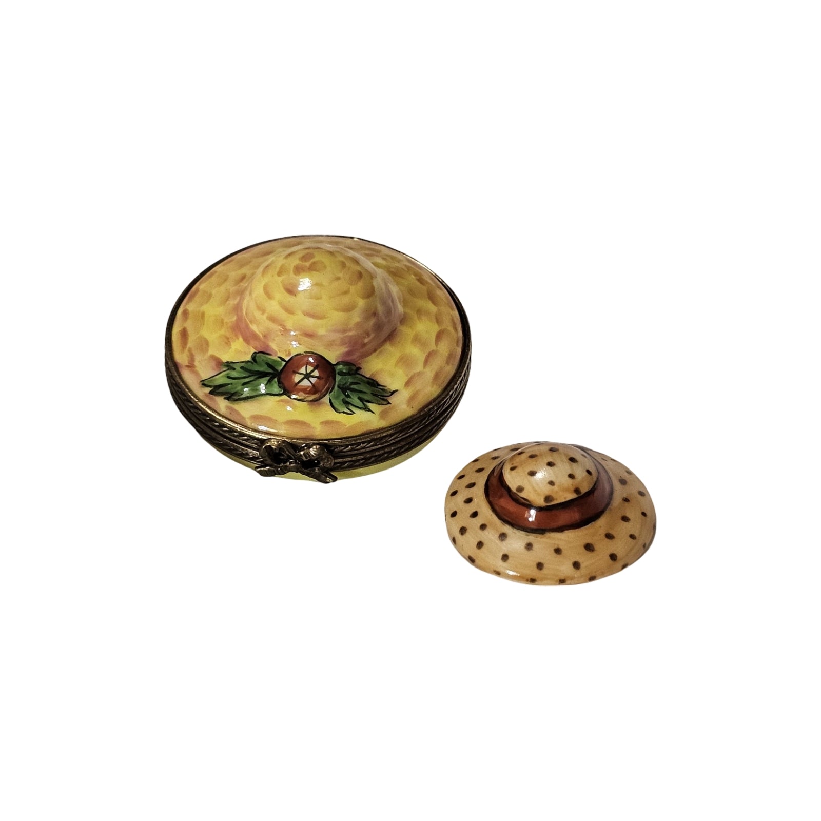 Charming Yellow Hat Limoges Box Porcelain Limoges hat French Trinket Box