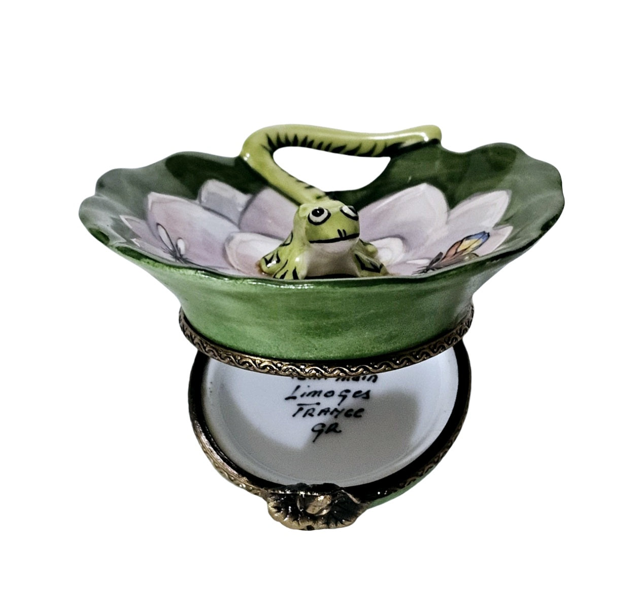 Frog on Lily Pad Box Porcelain Limoges frog French Trinket Box