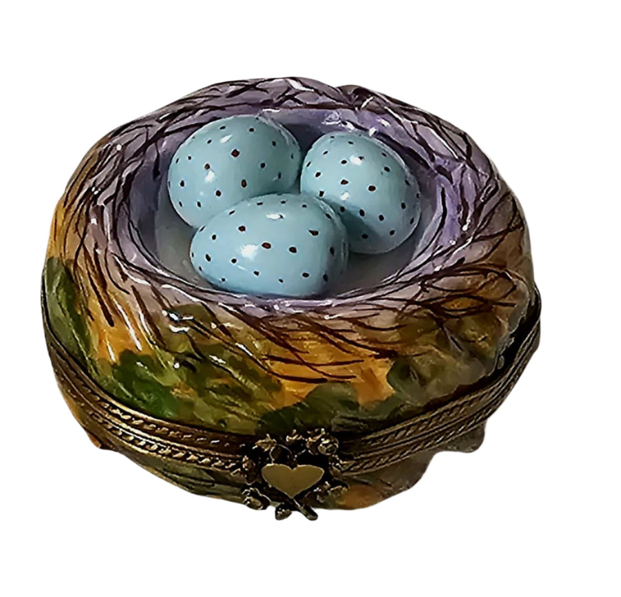 Vintage Limoges Bird Nest Box Porcelain Limoges wild bird garden French Trinket Box