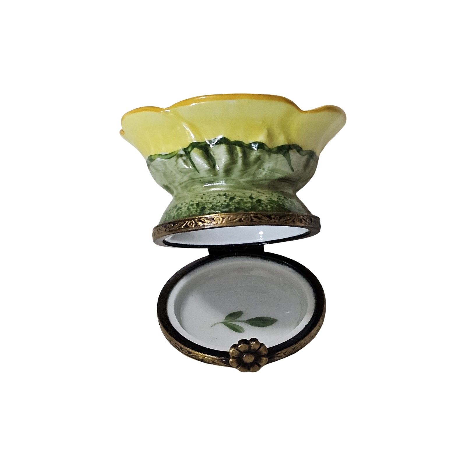 Medium Yellow Flower Limoges Box Porcelain Limoges flower French Trinket Box