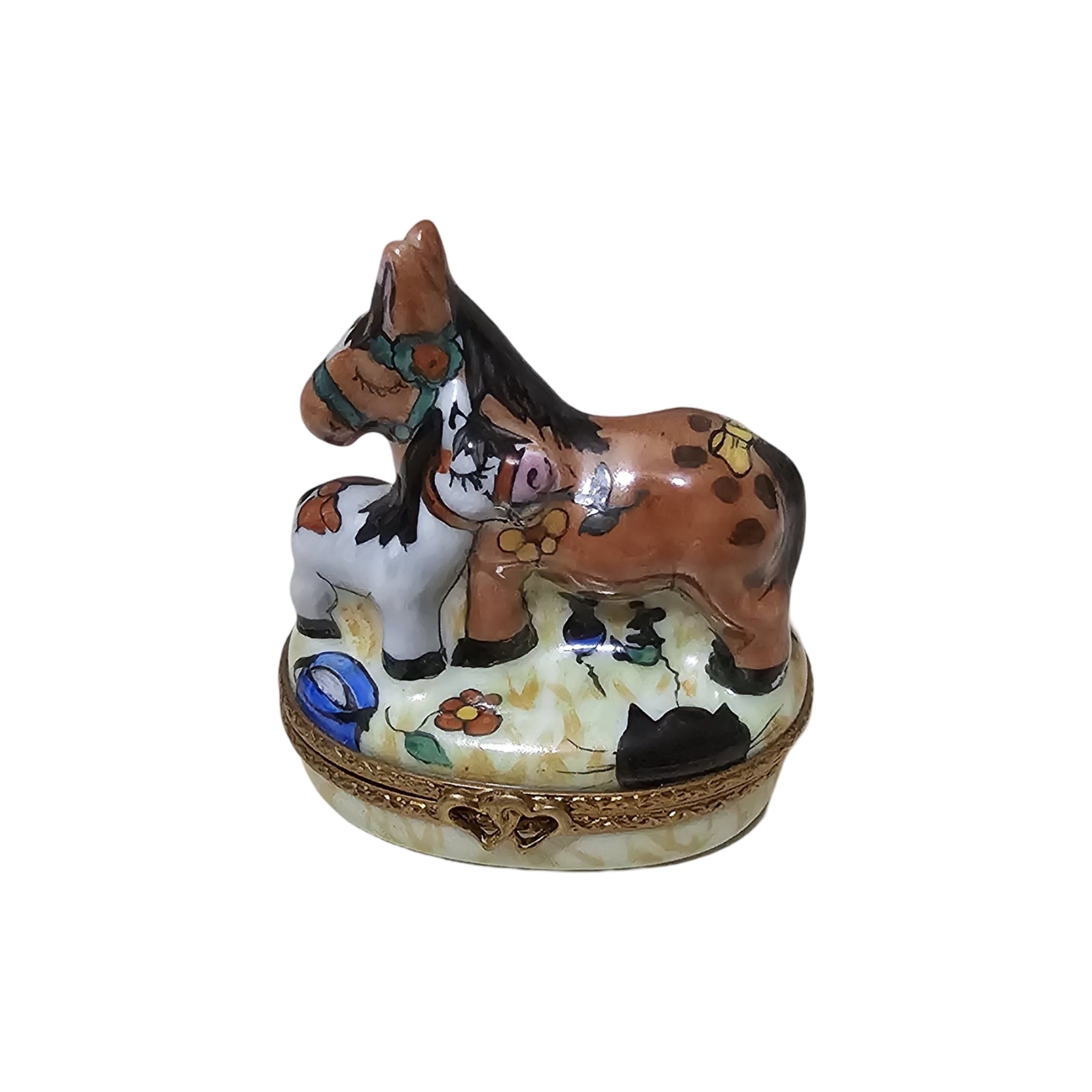 Whimsical Donkey Limoges Box Porcelain Limoges farm animal horse French Trinket Box