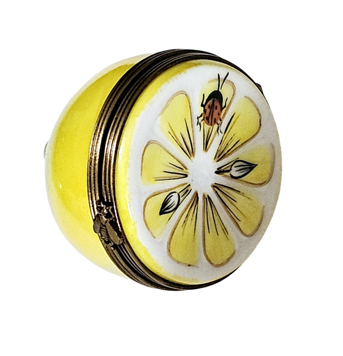 Half Lemon Ladybug Limoges Box Porcelain Limoges fruit French Trinket Box