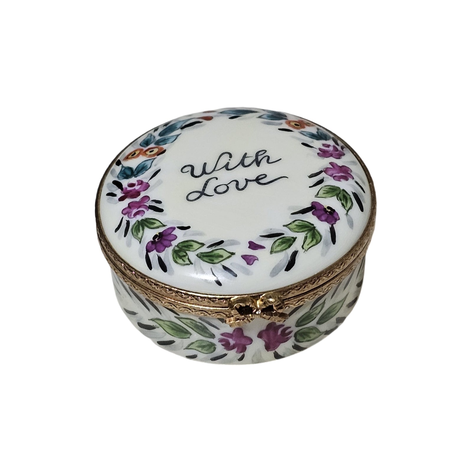 With Love Floral Limoges Box Porcelain Limoges traditional French Trinket Box