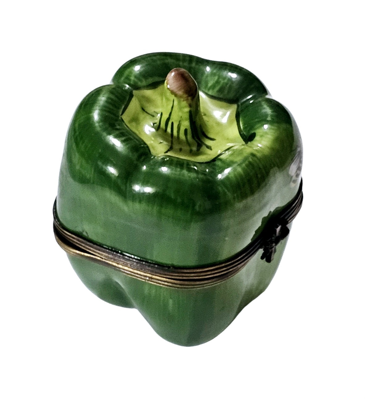 Green Pepper With Adorable Bee Porcelain Limoges vegetable French Trinket Box
