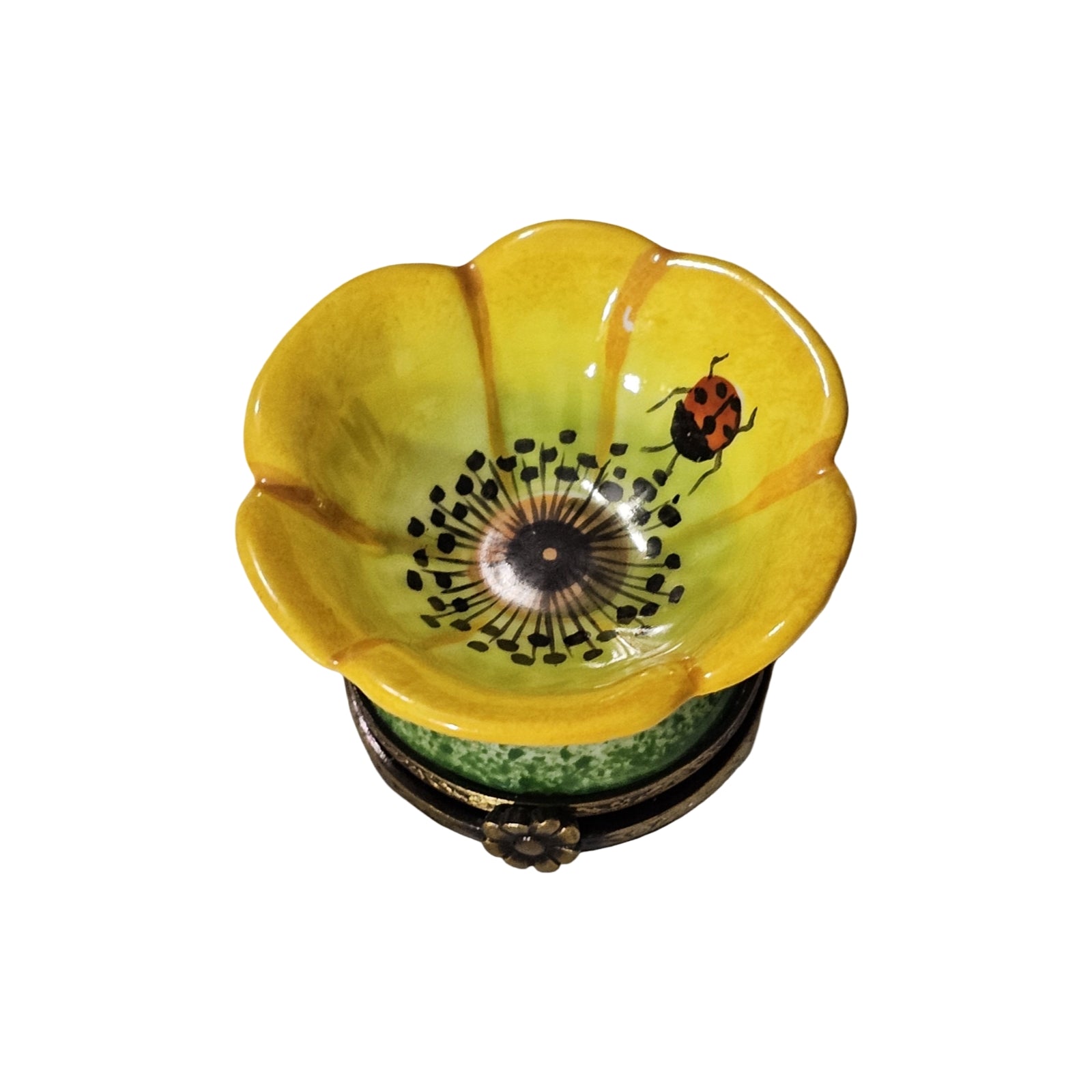 Medium Yellow Flower Limoges Box Porcelain Limoges flower French Trinket Box