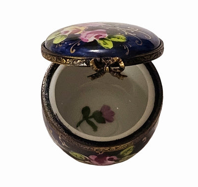 Cobalt Blue Rose Adorned Box Porcelain Limoges traditional French Trinket Box