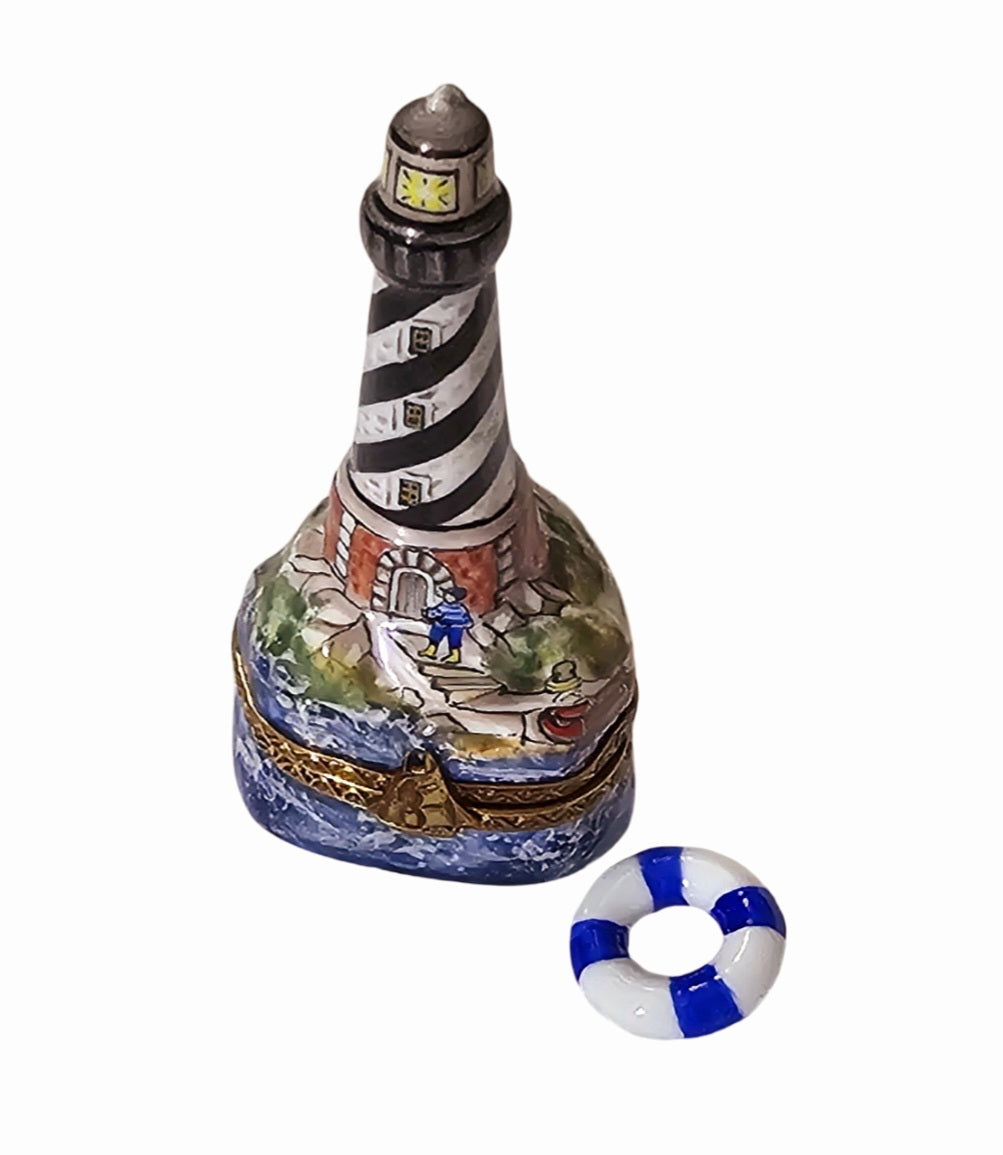 Lighthouse Coastal Charm Keepsake Porcelain Limoges travel beach French Trinket Box