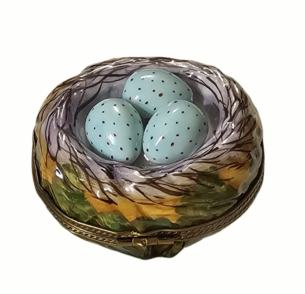 Vintage Limoges Bird Nest Box Porcelain Limoges wild bird garden French Trinket Box