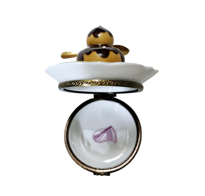 Cream Puff Pastry Treasure Porcelain Limoges Dessert French Trinket Box