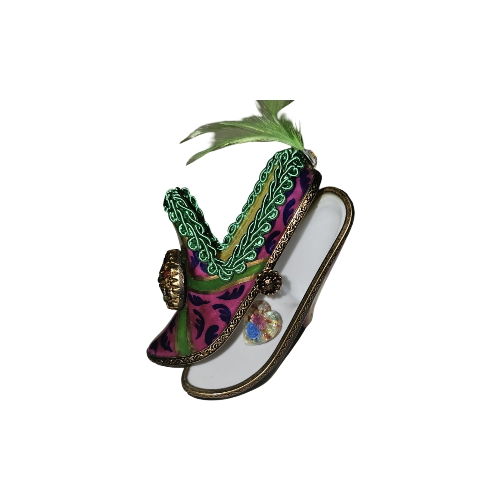 Pink Elegance Shoe Box Porcelain Limoges Shoe shoes French Trinket Box