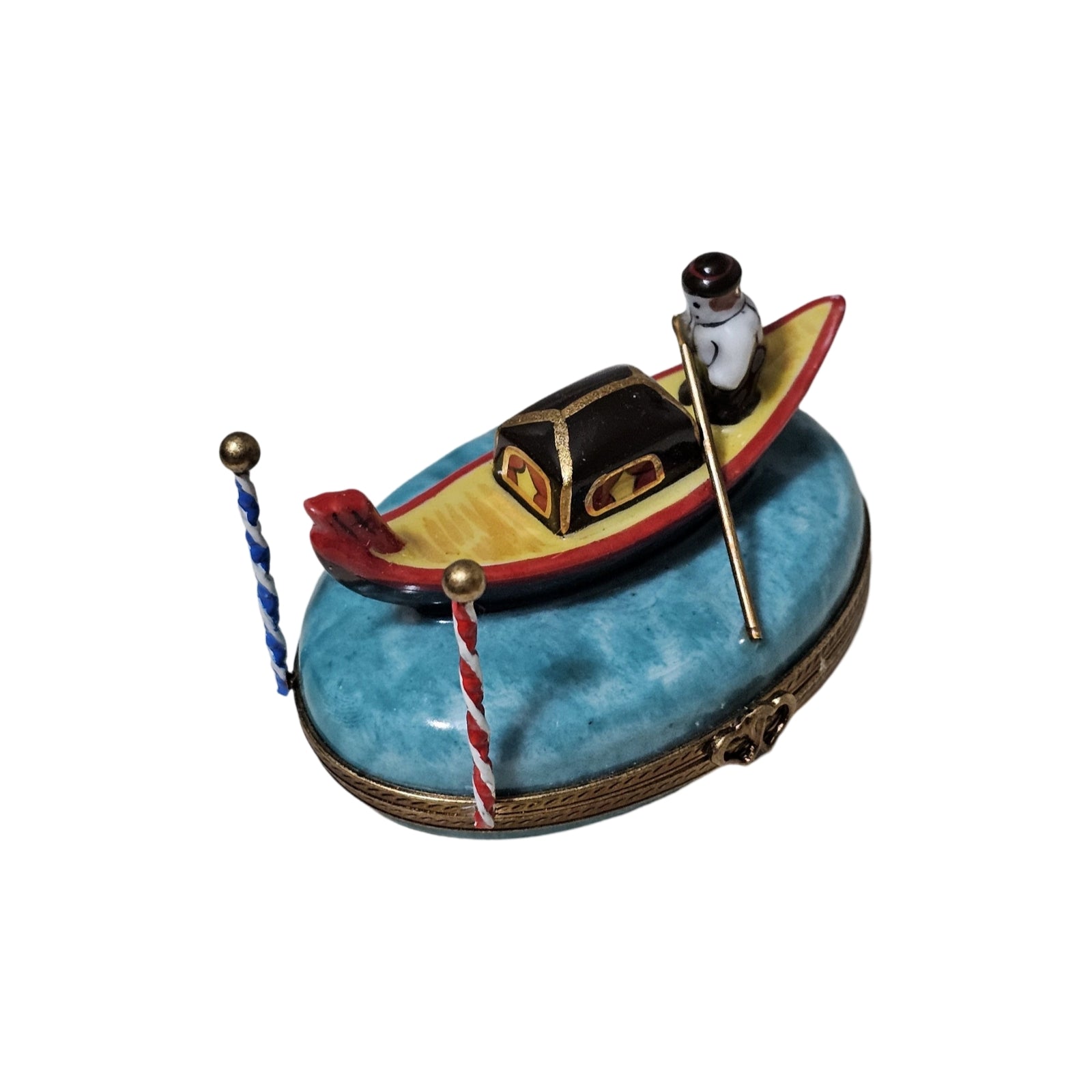 Venetian Gondola Treasure Box Porcelain Limoges Travel vehicle French Trinket Box