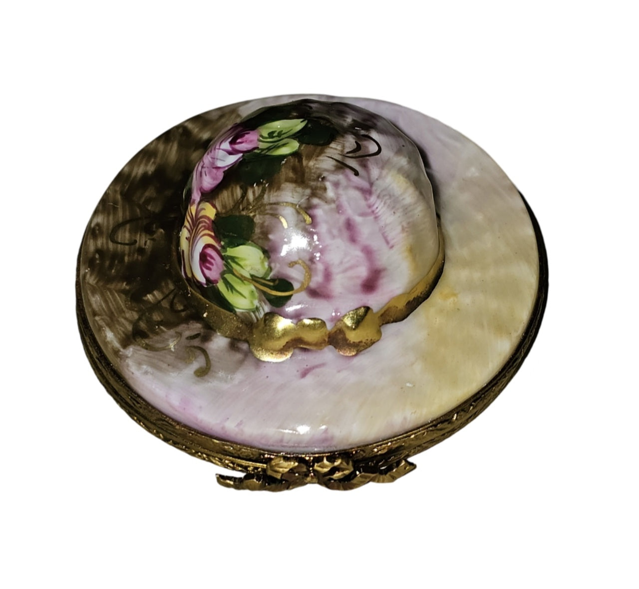 Floral Elegance Limoges Box Porcelain Limoges Garden hat French Trinket Box