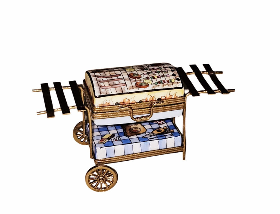 Barbecue Grill Artistry Box Porcelain Limoges Food summer Beach French Trinket Box