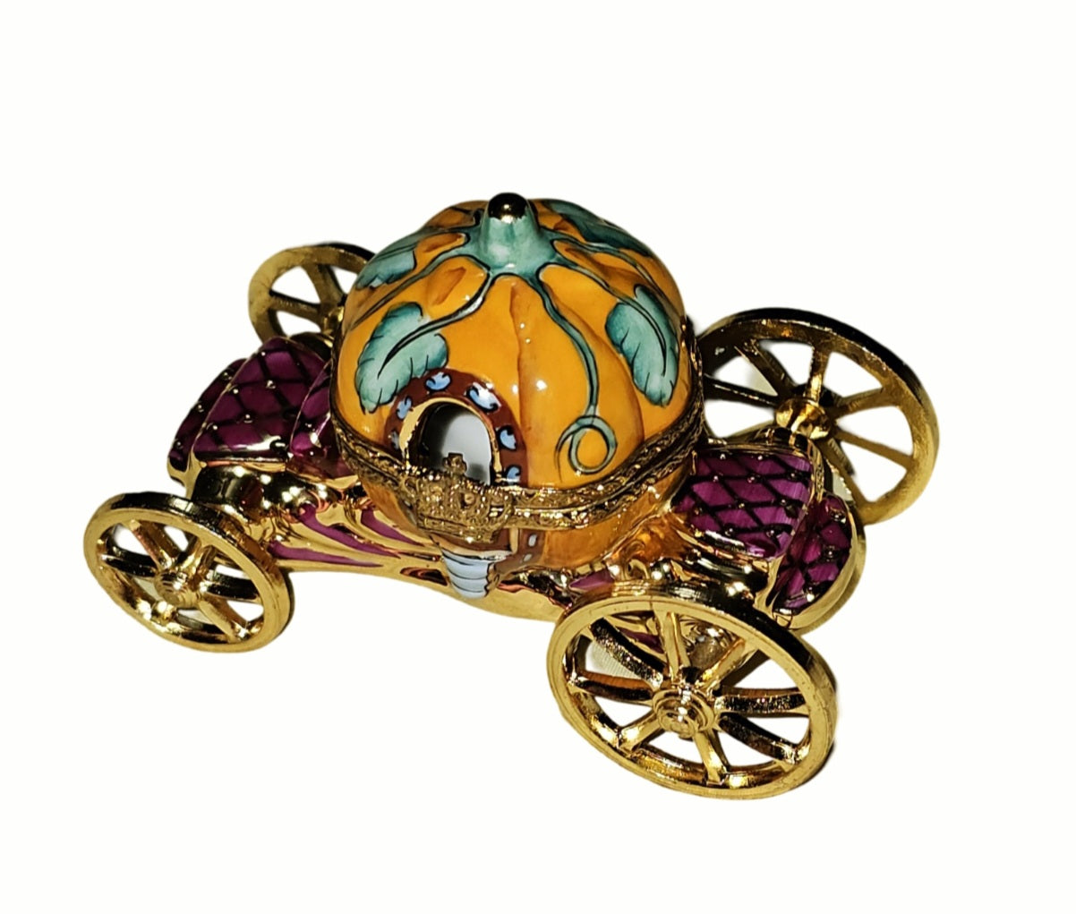Cinderella Pumpkin Coach Limoges Box Porcelain Limoges Kids fairy tail myth French Trinket Box