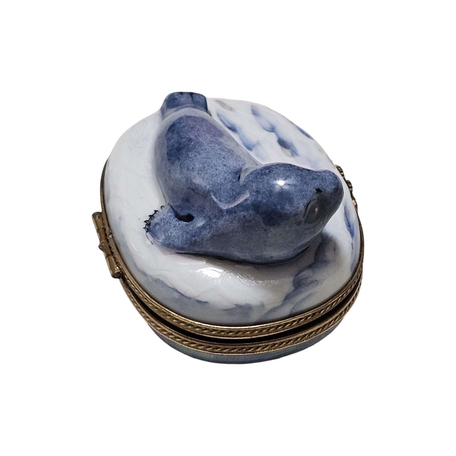 Charming Baby Seal Limoges Box Porcelain Limoges Fish ocean wild French Trinket Box