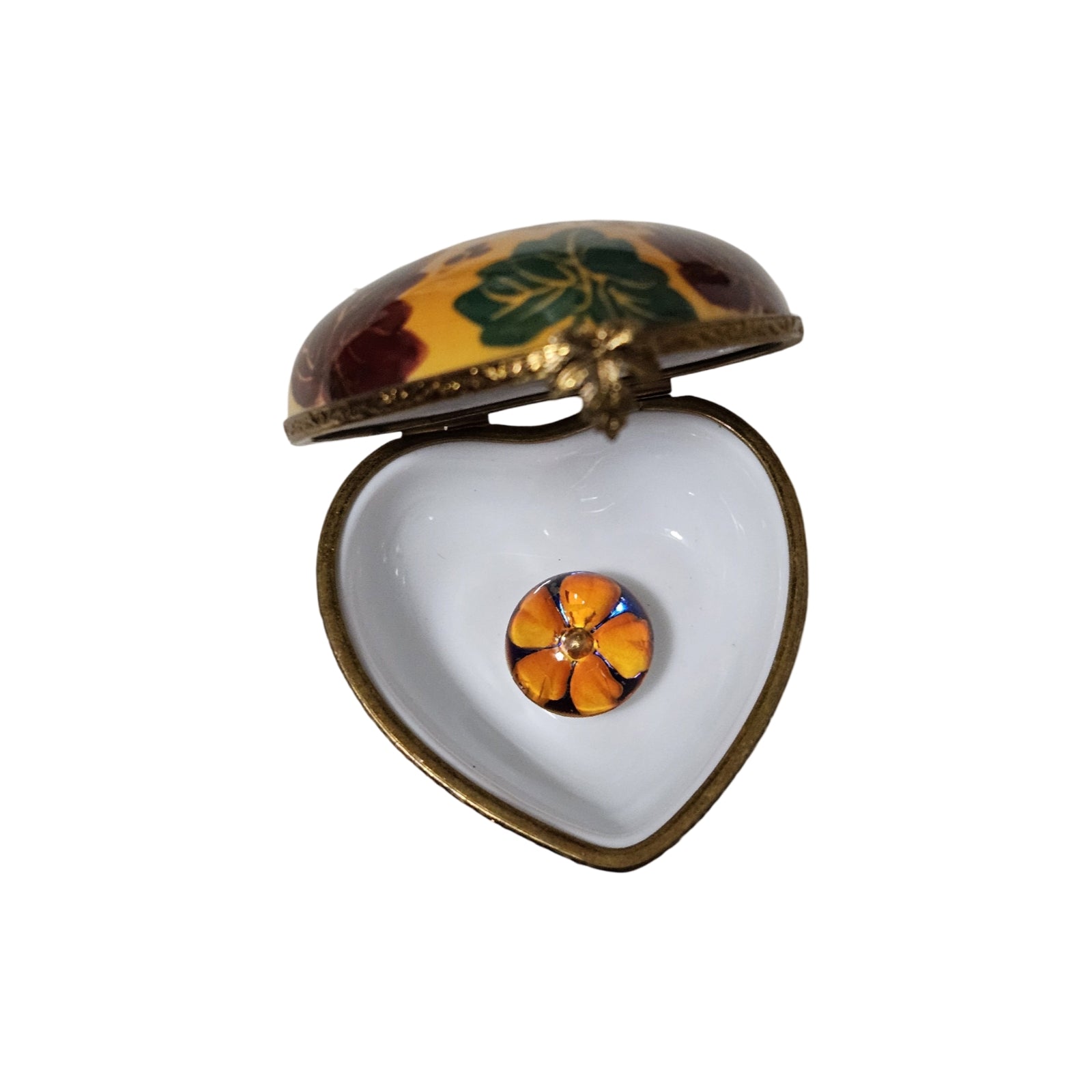 Autumn Leaves Heart Keepsake Box Porcelain Limoges Heart autumn French Trinket Box