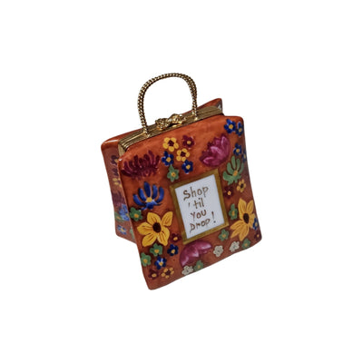 Floral Elegance Shopping Box Porcelain Limoges Purse bag French Trinket Box