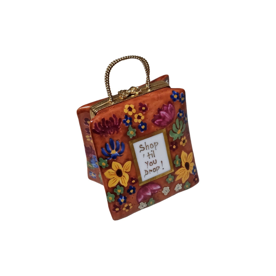 Floral Elegance Shopping Box Porcelain Limoges Purse bag French Trinket Box